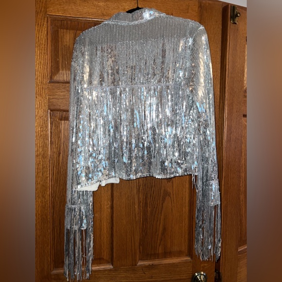 Silver Sequin Fringe Jacket - Picture 2 of 6